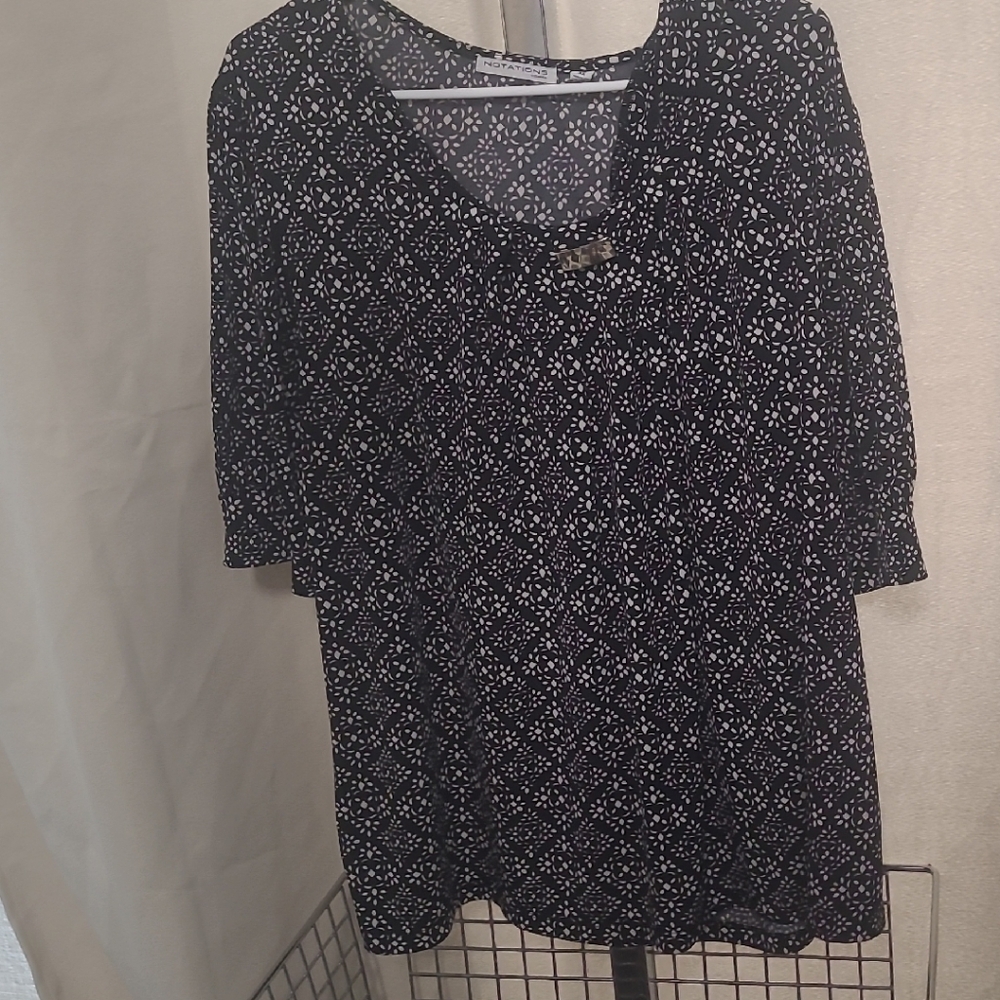 Notations Black and White Geometric Blazer